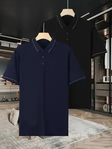 Men's Solid Color Short Sleeve Polo Shirt, Regular Fit Casual Comfy Top for Summer, Men's Clothes for Daily Wear