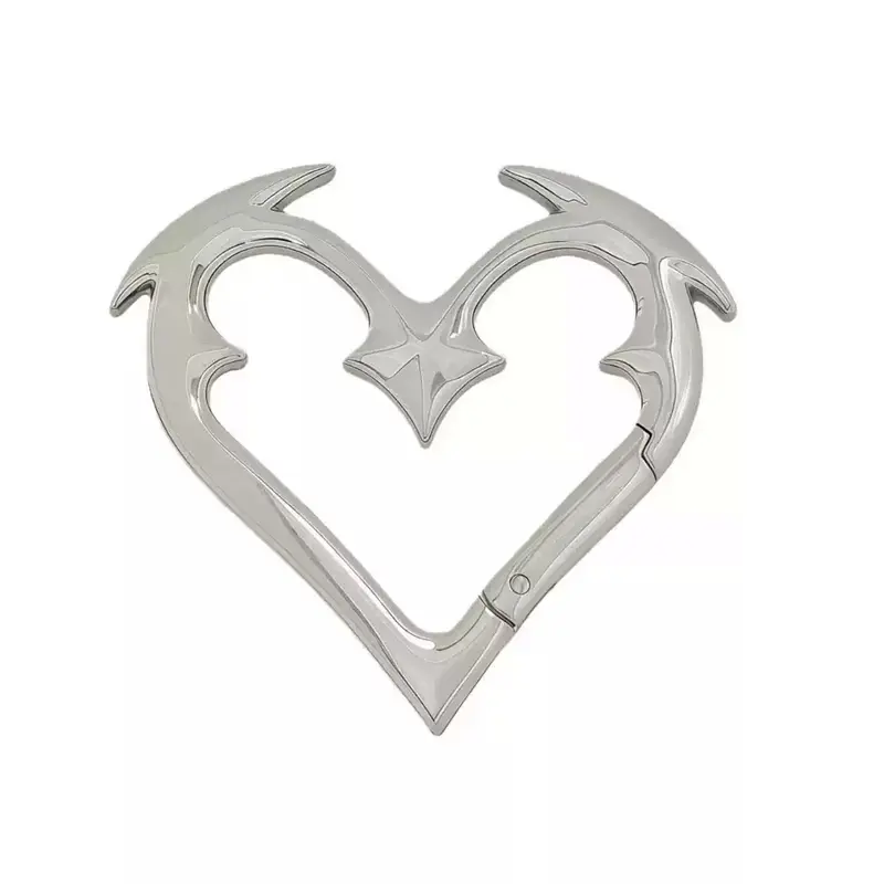 Heartbreaker Carabiner Gothic Heart-Shaped Metal Aesthetic Keychain Heavy Duty Bold Design ZincAlloy Perfect for Keys Bags Statement FashionAccessories