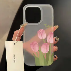 Matte Transparent Soft Silicone Phone Case For iPhone 11 15 13 12 Mini 16 14 13 Pro Max 15 Pro Tulip Silicone Shockproof Cover