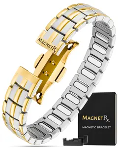 MagnetRX EllipseMAX 5X Strength Magnetic Bracelet for Men (Color: Silver & Gold)
