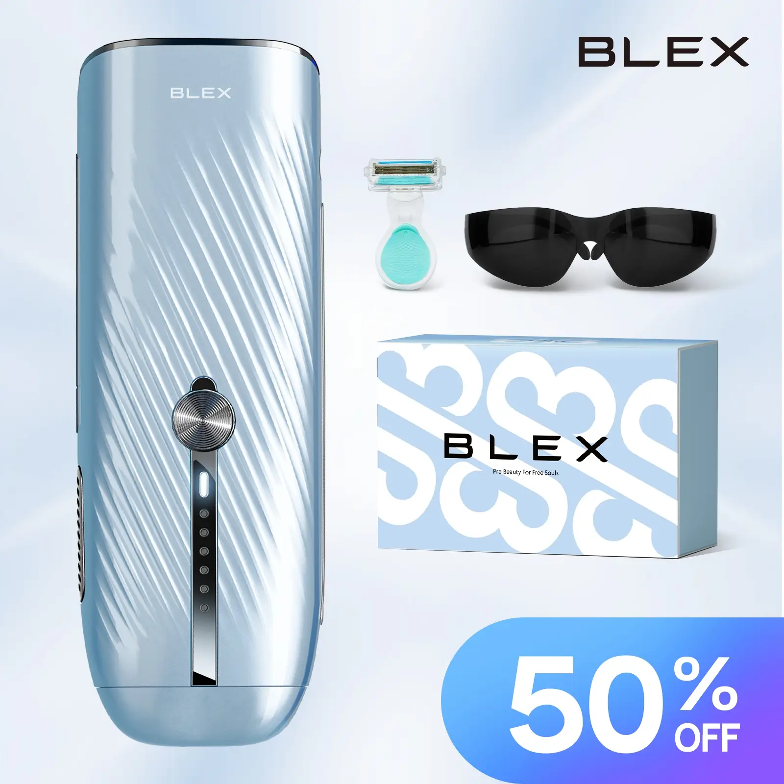 Blex Laser Hair Removal for Women and Men, Blex Velvet IPL Hair Removal Device with Sapphire Ice-Cooling Design, Dual-Pulse Technology & 0.2 Seconds F