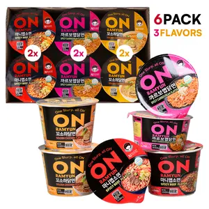 ON RAMYUN 6 PACK Korean Variety Mix Box (6 Cups) – 3-Flavor Mix: Spicy Beef, Spicy Carbocream & Golden Chicken, Authentic K-Ramyun Cup Noodles, Perfect for Dorms, Roommates & Sharing, One Slurp, All the Comfort, Instant Korean Snack Food