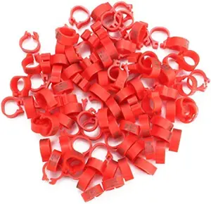 100Pcs Pigeons Leg Ring, 8Mm 001-100 Numbered Plastic Poultry Leg Bands Clip on Leg Rings for Bird Dove Finch Lovebird Quail(Red)