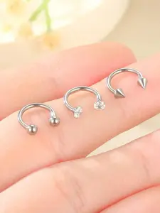 Unisex Stainless Steel Nose Ring, Cubic Zirconia Ball Design, Hypoallergenic Party Jewelry, Body Jewelry, Suitable for All Seasons, 8mm Size, Nose Piercing Jewelry