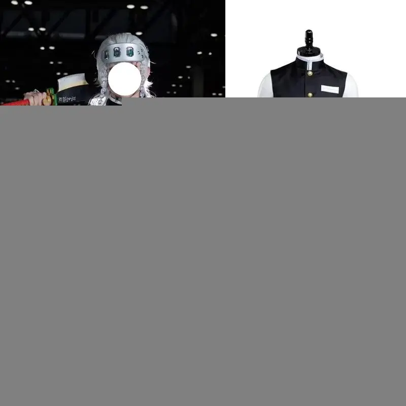 Anime Cosplay Uzui Tengen Costume Black Top Pants with Accessories Full Set for Men Halloween Carnival Party