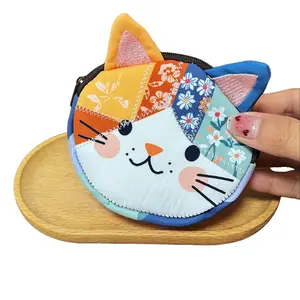 Women's Cute Cat Makeup Bag - Contrast Color Patchwork Cosmetic Pouch, Portable Zipper Storage Bag for Travel, Daily Organization