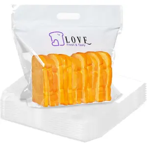 Plastic Bread Bags for Homemade Bread, Freezable Seal Tight Cellophane Bags for Loaves, Sourdough，Bagels (50 Packs) White