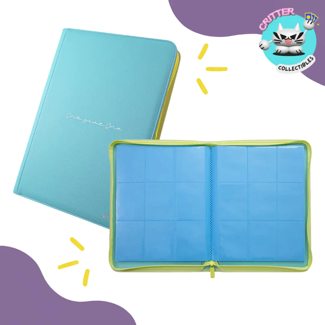 9-Pocket Card Binder with Yellow Zipper [Baby Blue] - TikTok Shop