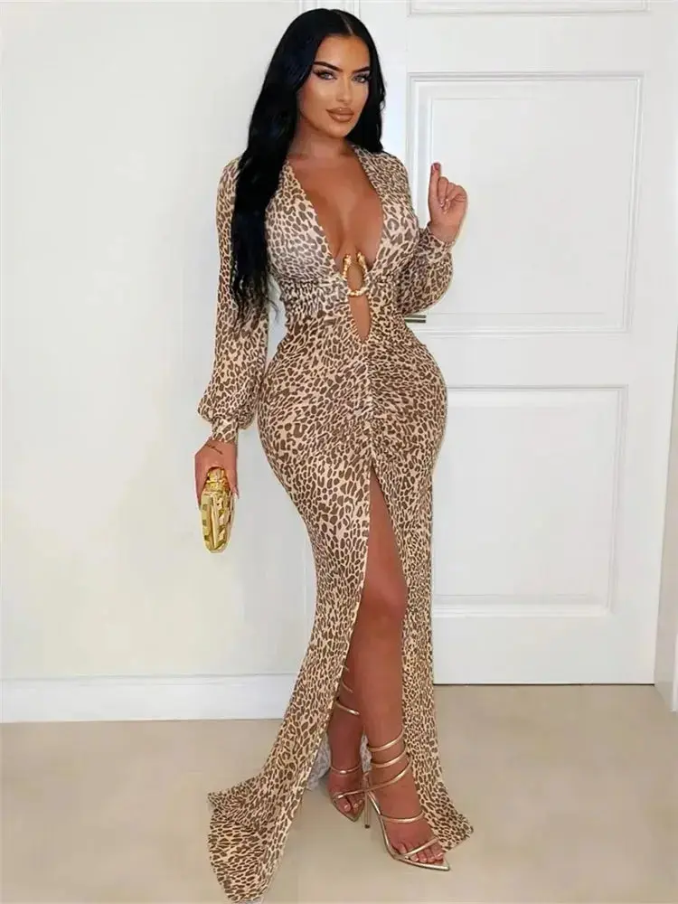 Wild Luxe Leopard Split Maxi Dress