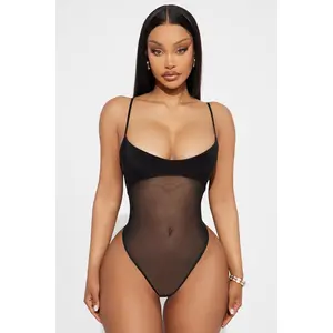 Calypso Sheer Mesh Bodysuit - Black
