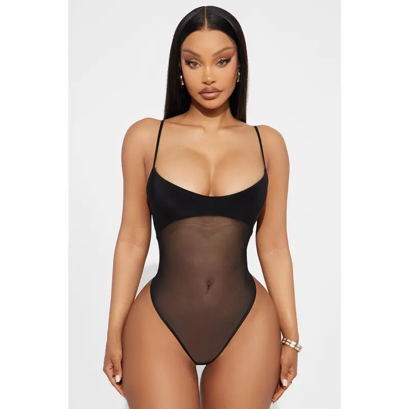 Calypso Sheer Mesh Bodysuit - Black