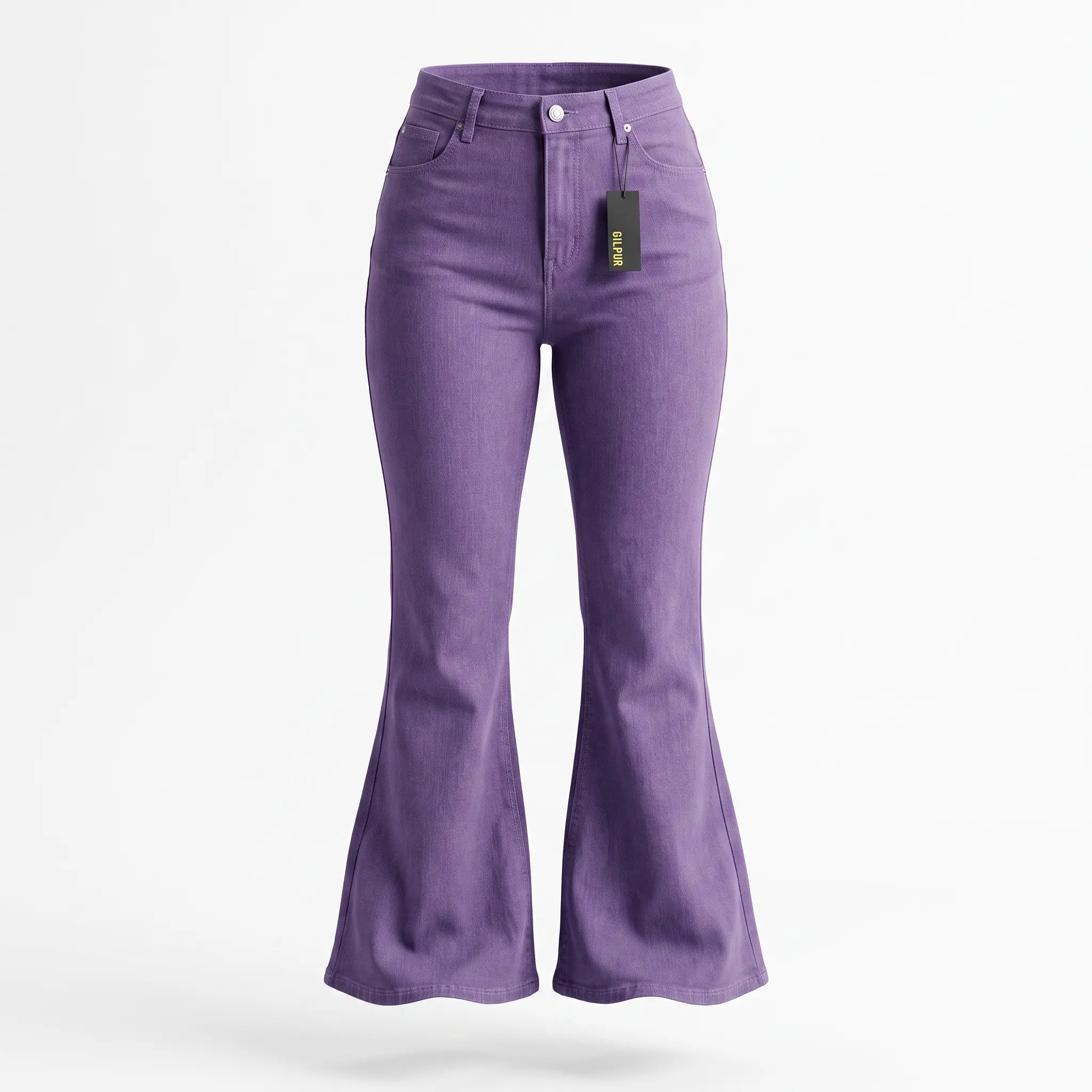 Purple Bell Bottom Flare Jeans | High-Waisted Vintage Style Denim Pants | 16” Waist