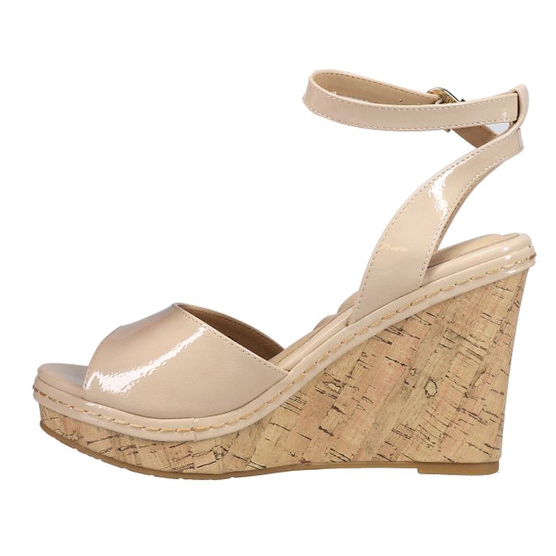 CL by Laundry Womens Beaming Platform  Casual Sandals Casual High Heel 3" & Up - Beige