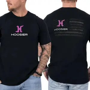 Purple Hoosier Logo & American Flag Design, Hoosier Racing T-Shirt, Hoosier Tire Racing Graphic Shirt, For Car Enthusiasts & Track Racers, Gift for Motorsport & Racing Fans Menswear Hoodie Knit
