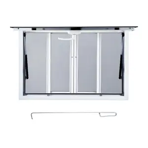 【GARVEE】Concession Window, 48" x 36" Aluminum Alloy Concession Stand Serving Window Door with 4 Horizontal Sliding Screen Windows & Awning Door & Drag Hook, Serving Window for Food Trucks Concession Trailers