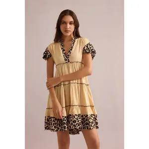 Aaliyah Empire Waist Dress In Beige