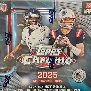 2 blasters 1 mega Topps 2025 NFL Trading Cards - Hot Pink & Lime Green X-Fractor Parallels - Official NFL Merchandise