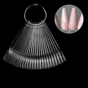 50pcs Nail Display Sticks Nail Swatch Long Coffin False Nail Tips Nail Gel Polish Practice Clear Display Board for Nail Art Tools