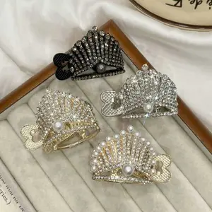 1pc Crown Rhinestone High Ponytail Fixing Clip, Anti-sagging Hair Clip, Elegant Pearl Hair Accessory, Lazy Person Quick Hair Bun Maker