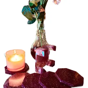 4 Piece Coaster Set with Hilder for cups or decor