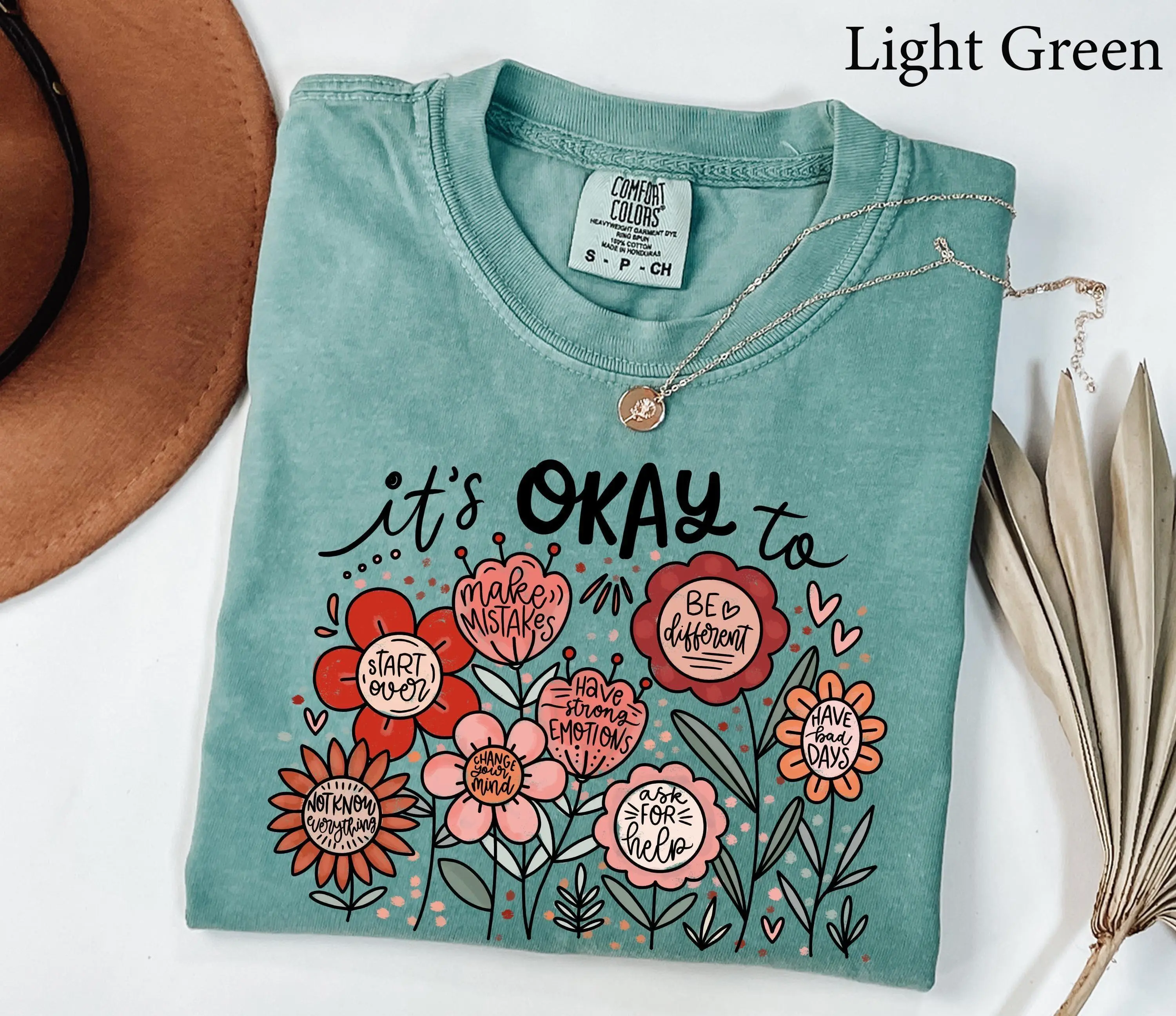 Comfort Colors Teacher Shirt Teacher Appreciation Gift It's Okay Floral Shirt Mental Health Motivational Gift Teacher Christmas Gift