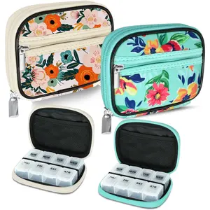 Weekly Travel Pill Organizer Pill Case for Purse with Removable 7 Day Pill Box, Fashionable Travel Medicine Organizer Pill Container for Medicine, Vitamin, Supplement