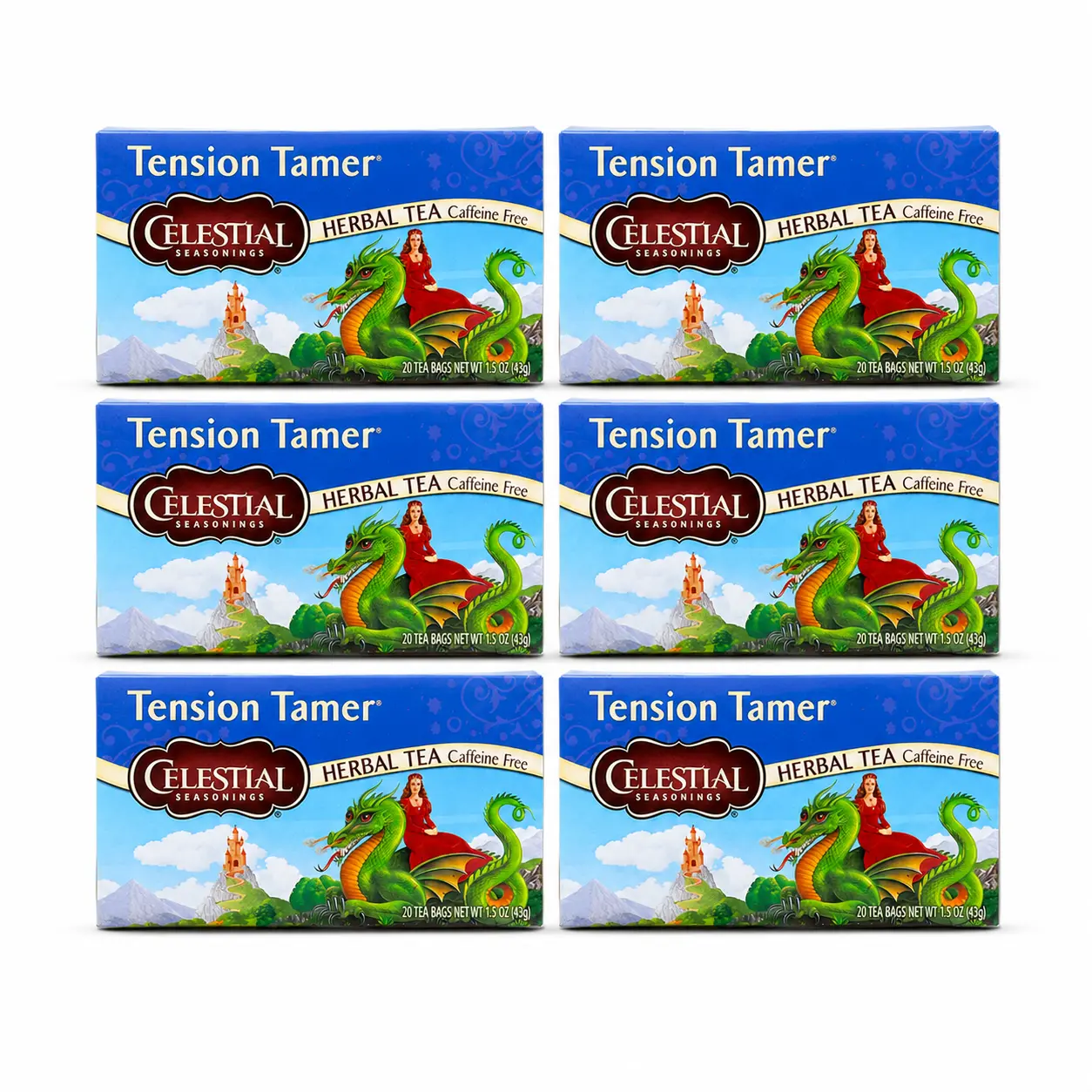 Celestial Seasonings Herbal Tension Tamer Tea Beverage, 20-Bag Boxes (Pack of 6)
