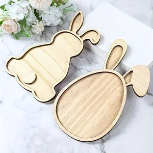 Easter Bunny Wooden Tray, Classic Minimalist Design, Ideal for Snacks & Drinks, Perfect Gift for Holidays & Special Occasions