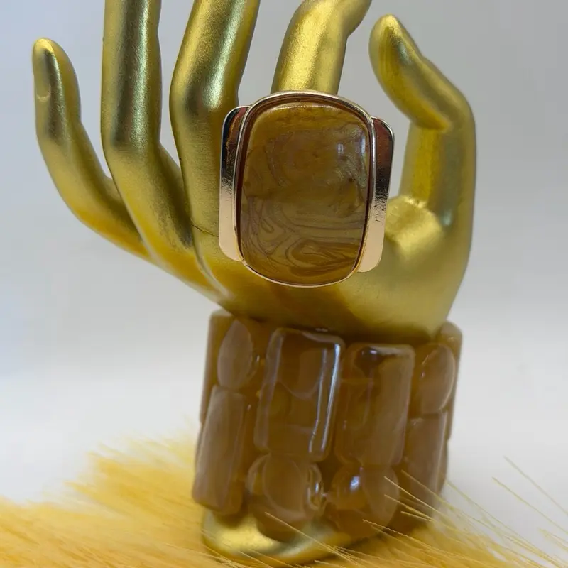 Huney Comb Marble Ring & Stretch Bracelet Collection