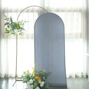 Matte Dusty Blue Spandex Fitted Wedding Arch Cover For Round Top Chiara Backdrop Stand 6ft
