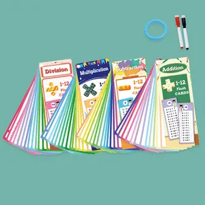 Multiplication/Division/Subtraction/Addition Math Flash Cards Learning Tool Set, Comes with Dry Erase Pens Self-Check Learning Kit for Classroom Use and Student Gifts