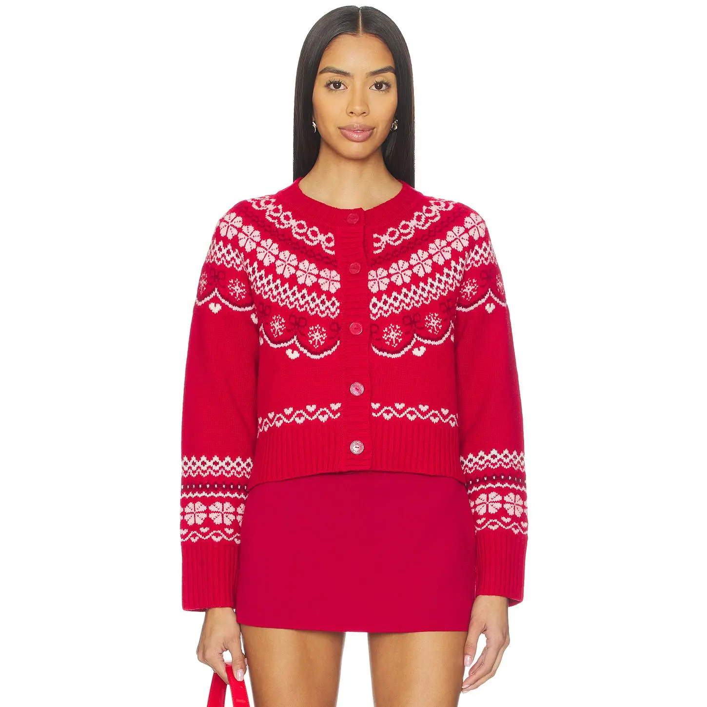 LoveShackFancy Shantae Cardigan in Red Velvet Truffle
