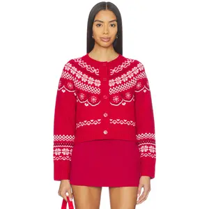LoveShackFancy Shantae Cardigan in Red Velvet Truffle