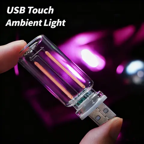 Car Atmosphere Light USB Night Light Touch Dimming LED Incandescent Filament Lamp Bulb Emergency Lighting Plug Play Ambient Lamp truck stuff