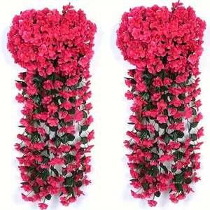2pcs Artificial Ivy Hanging Plants, Outdoor Decorative Fake Greenery for Patio Garden Porch Wedding Decoration, Durable Plastic Plant
