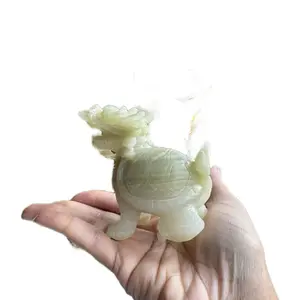 Auspicious Afghan Jade Small Dragon Turtle, Jade Decoration for Home, Office Use