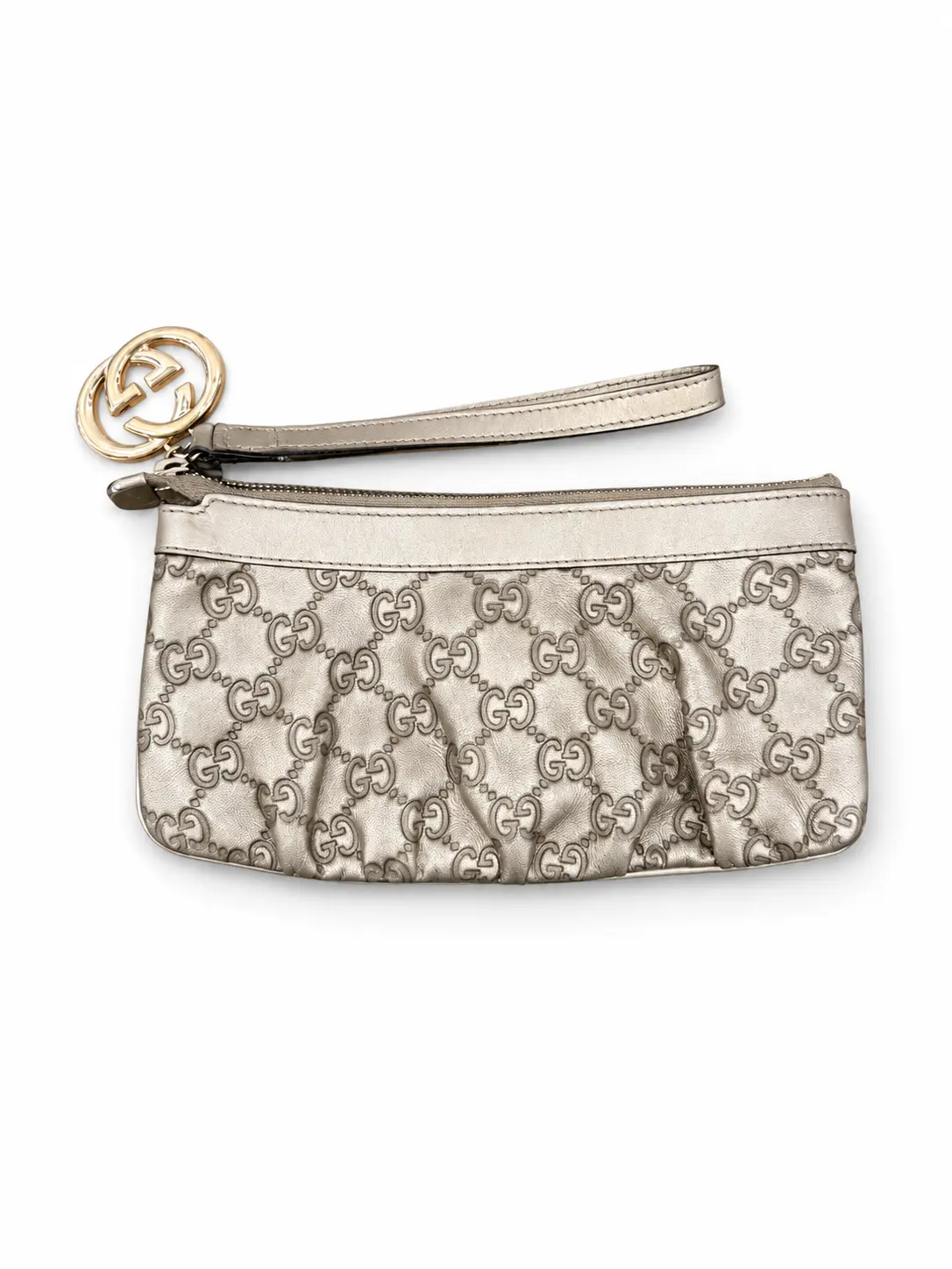 Pre-owned GUCCI leather Clutches & Wristlets Gold Guccissima Wristlet Pouch 29533081