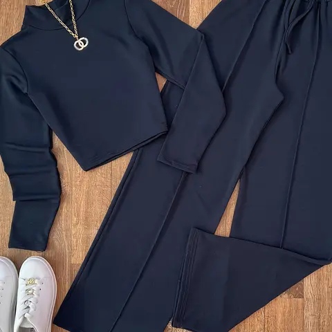 Women's Spring and Fall Long Sleeve Woven Two-Piece Set, Plain Pants Set, Minimalist Slim-Fit Casual Basic Outfit for Daily Wear Two Pieces Outfits