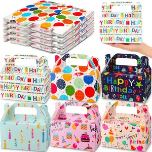 36 Pack Birthday Party  Boxes 6 Inch Goodie Boxes for Party Favors  Gable Box Bulk Happy Birthday Paper  Wrapping Container Candy Cookie Cupcake Snack Bags with Handle
