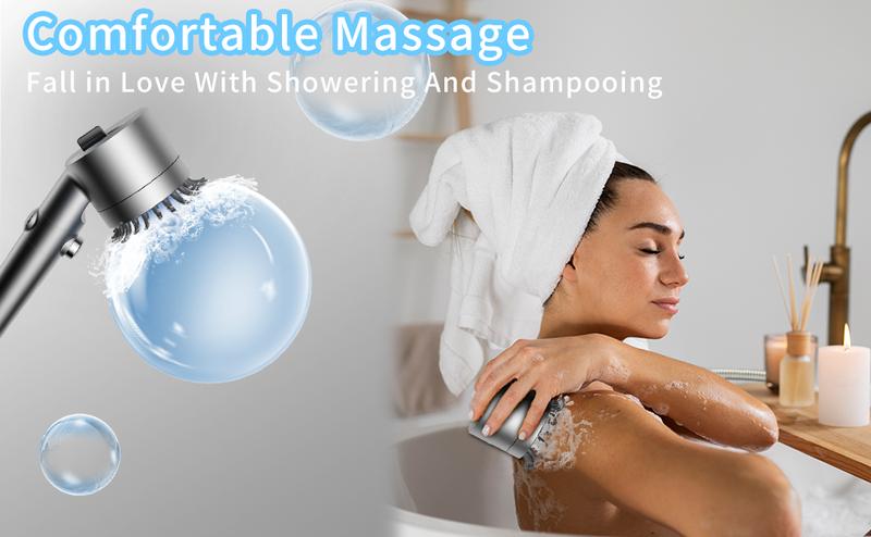 FEELSO Handheld Filter Shower Head High-Pressure Power Wash - 4-Setting Massage Spray, 60 FEELSO Handheld Filter Shower Head High-Pressure Power Wash - 4-Setting Massage Spray, 60