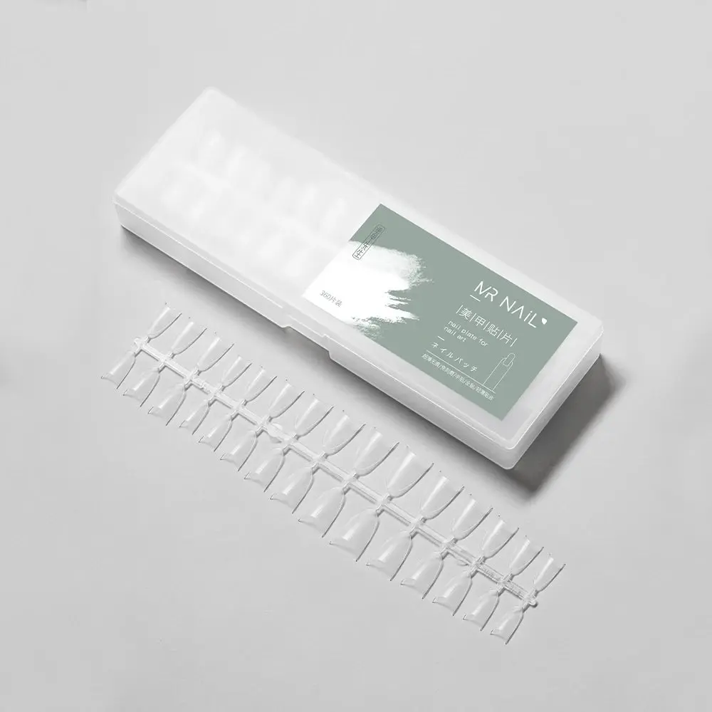 360Pcs Half Moon Press On Nails Ultra Thin Clear Square Pattern French Style Extension Tips Almond Pattern for Fingers