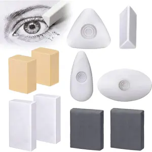 10 Pieces Drawing Art Pencil Erasers Multi-Shape Painting Grey Kneaded White Foam Erasers with Grip for Art Sketching Drafting Supplies