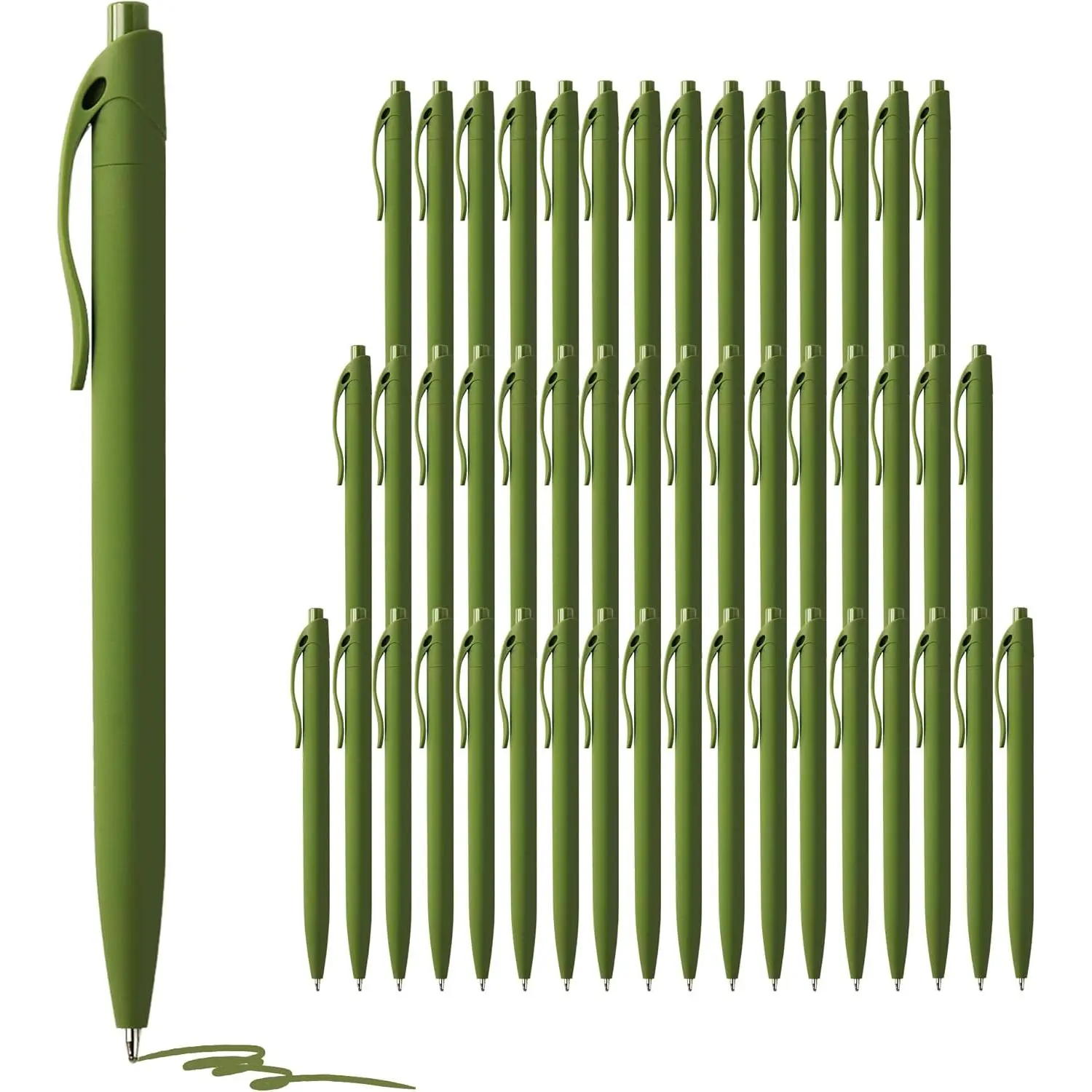 Pens Bulk, 50 Pack No Bleed Sage Green Click Pen, Wholesale Retractable Ballpoint Pens, Pens Medium Point, Smooth Ink Pen, 1.0MM Sage Green