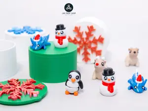 Christmas Mini Pack inside Snowflake container - Baby Animals - Christmas Toys - Holiday Season - Tiny Animals - 3D printed animals