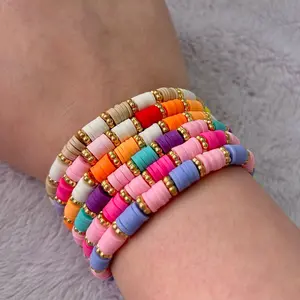 Clay bead with gold bubble spacing bracelet