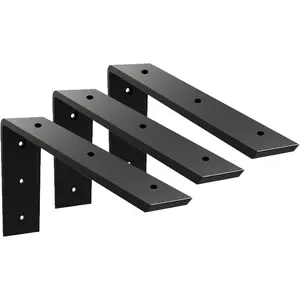Countertop Support Bracket 4 Pack Heavy Duty 3/8" Thick Hidden L Shelf Bracket 12" x 6" x 2.5" Metal Corbels for Quartz/Granite/Wood/Concrete/Laminate Countertops, Black