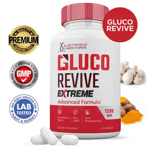 2 x Stronger Gluco Revive Extreme 1295MG Advanced  Glycogen Support Gluco Optimizer Glucorevive Supplement Formulated With Turmeric Berberine Resveratrol Garlic Bitter Melon Milk Thistle 60 Capsules