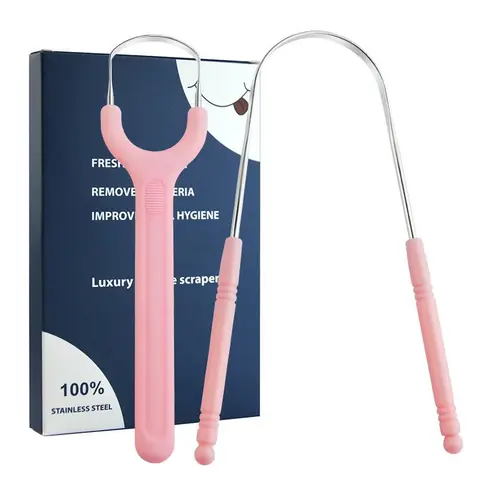 Professional Stainless Steel Tongue Scraper, Non-Slip Handle, Deep Cleaning Bacteria, Improves Breath, Unisex Oral Care Tool, Tongue Cleaner