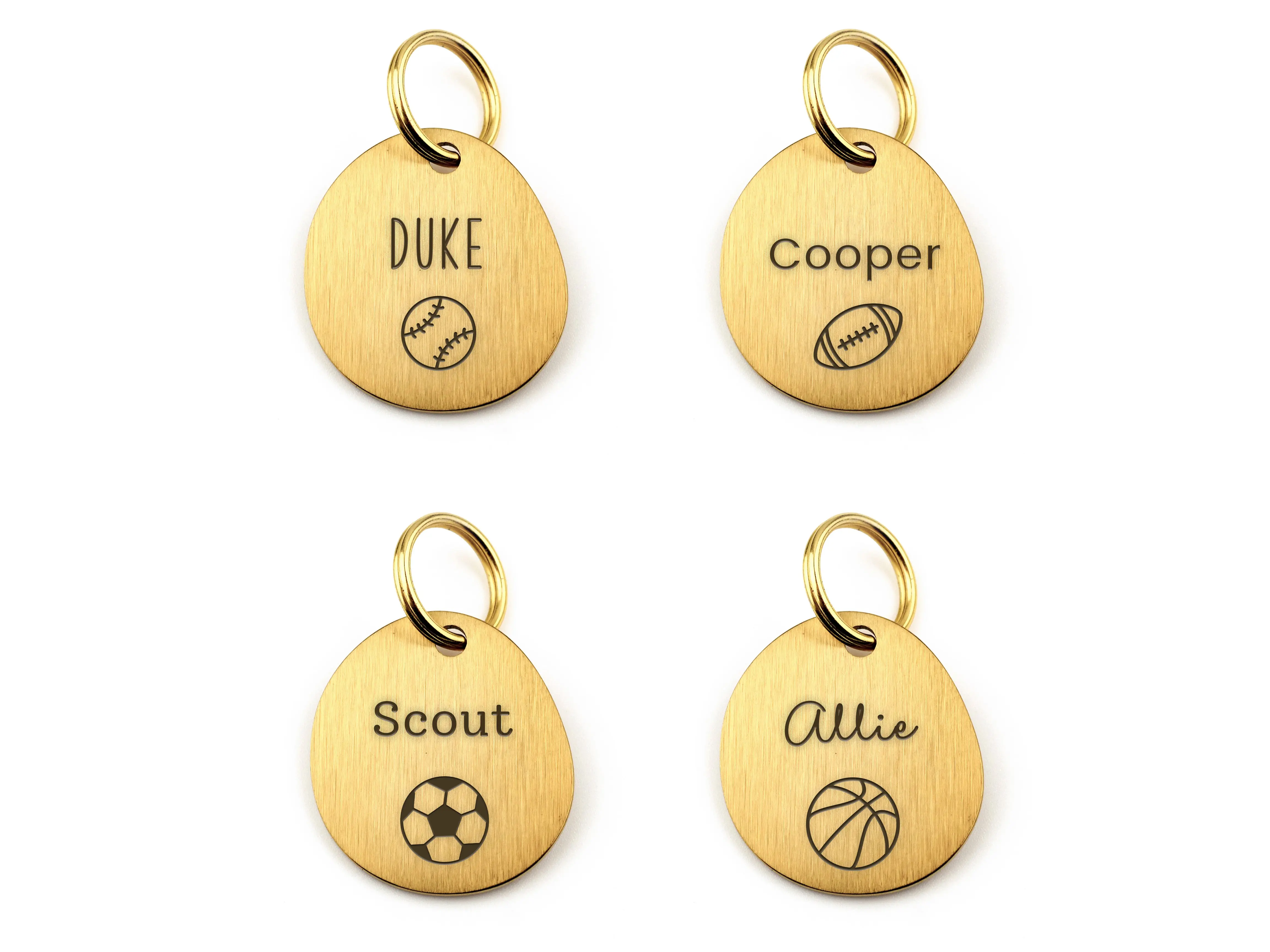 Sports Gold Brushed Stainless Steel ID Tag
