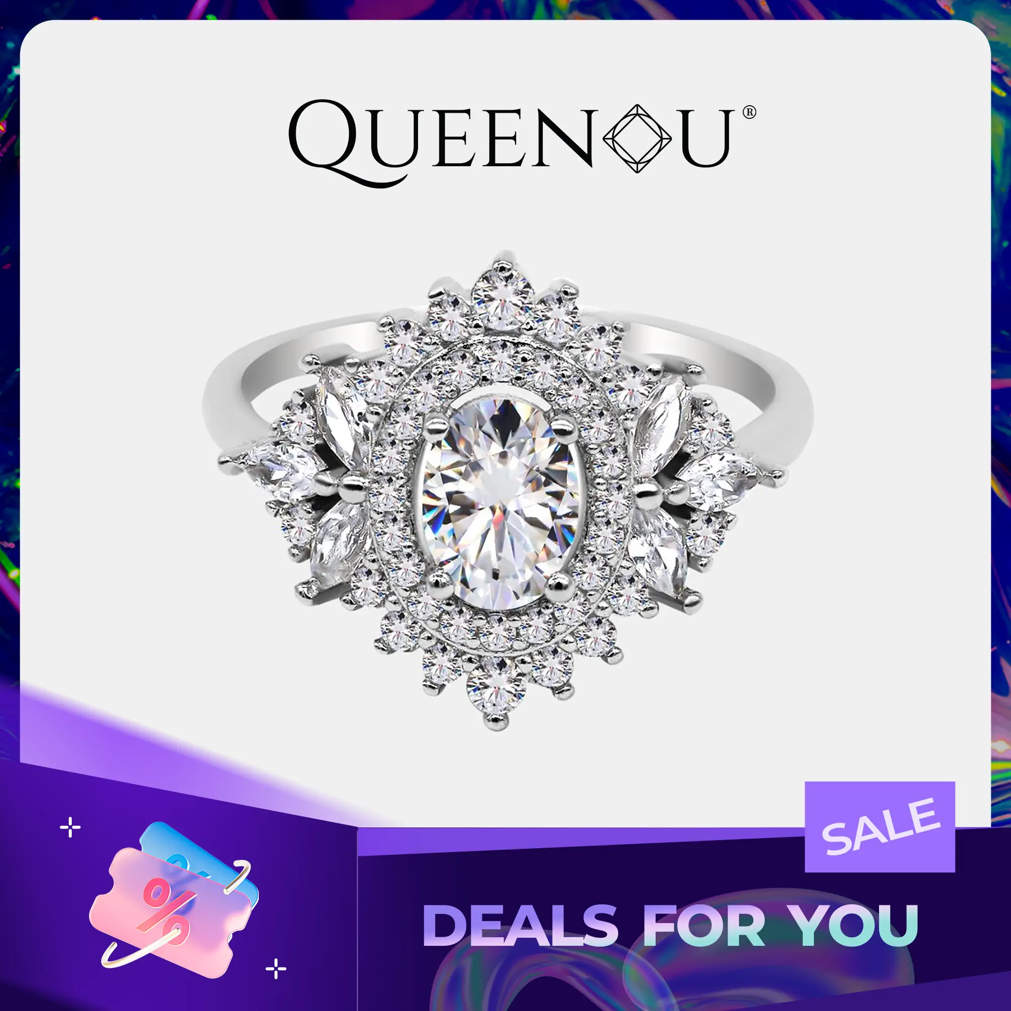 【805】Snowborne Majesty Synthetic Moissanite Ring